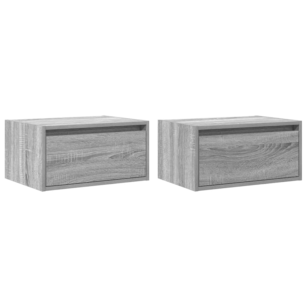 vidaXL Wiszące szafki nocne z LED, 2 szt., szary dąb sonoma