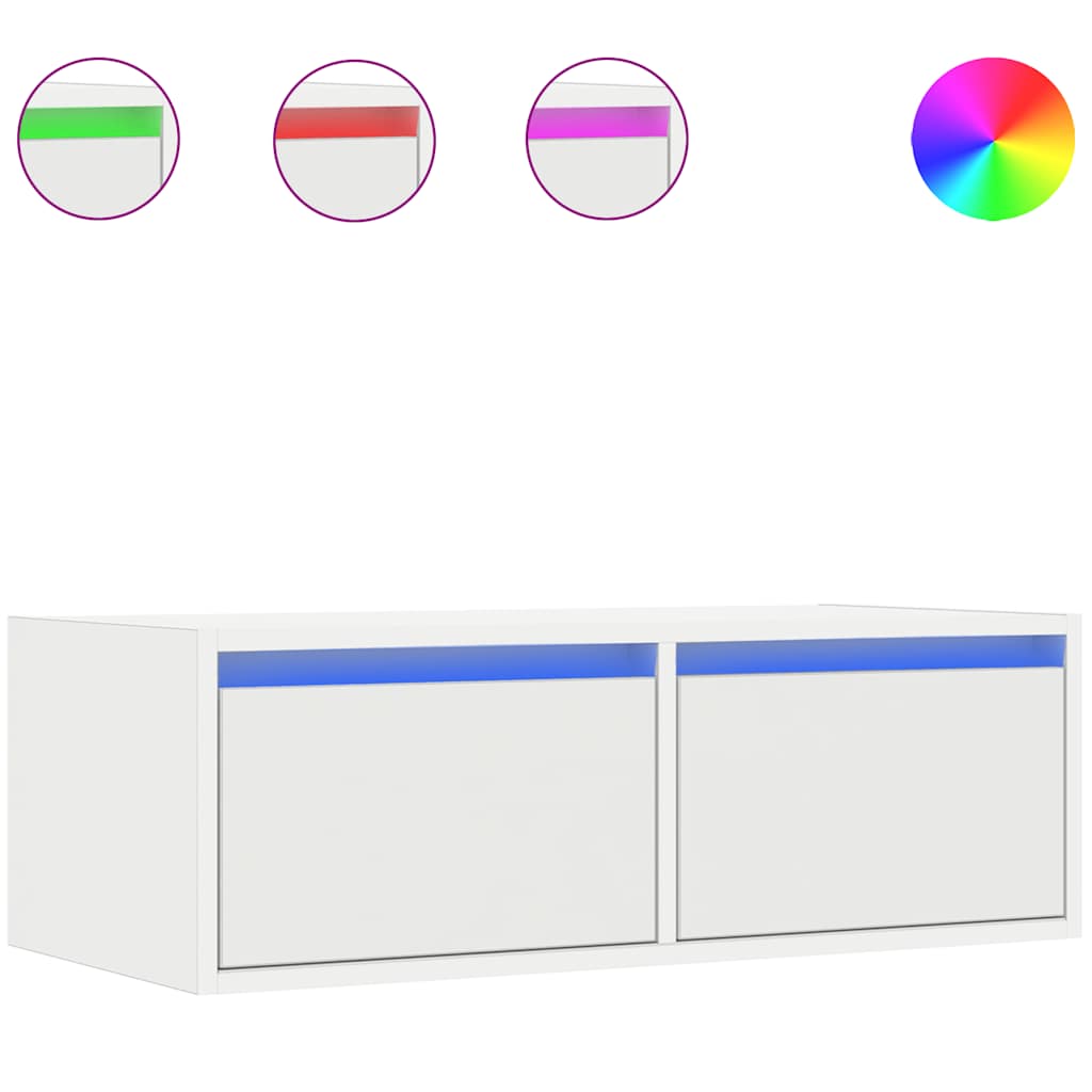 vidaXL Szafka pod TV z oświetleniem LED, biała, 75x35,5x25 cm