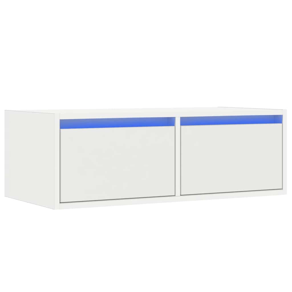 vidaXL Szafka pod TV z oświetleniem LED, biała, 75x35,5x25 cm