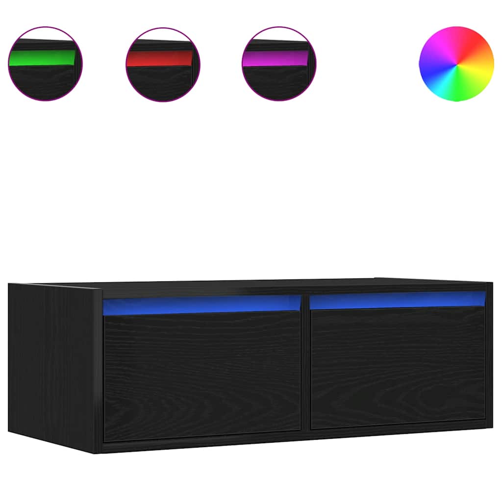 vidaXL Szafka pod TV z oświetleniem LED, czarna, 75x35,5x25 cm