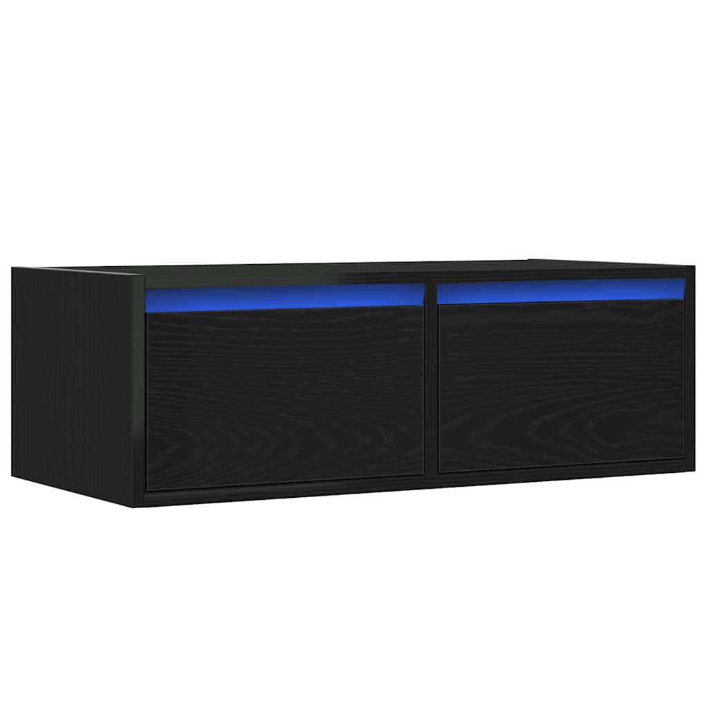 vidaXL Szafka pod TV z oświetleniem LED, czarna, 75x35,5x25 cm