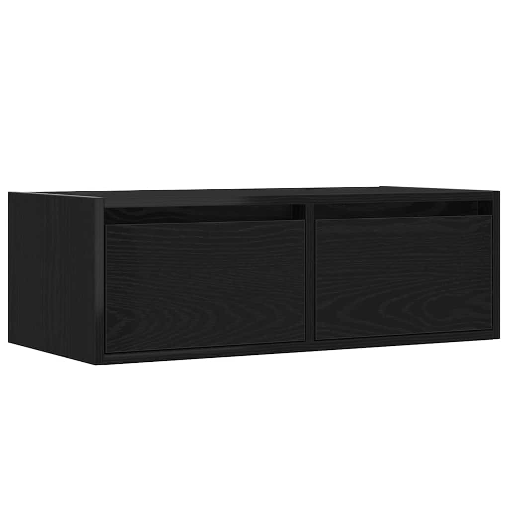 vidaXL Szafka pod TV z oświetleniem LED, czarna, 75x35,5x25 cm