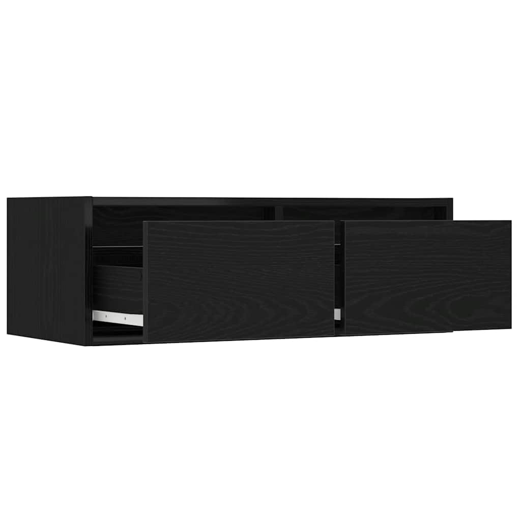 vidaXL Szafka pod TV z oświetleniem LED, czarna, 75x35,5x25 cm