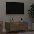 vidaXL Szafka pod TV z oświetleniem LED, dąb sonoma, 75x35,5x25 cm