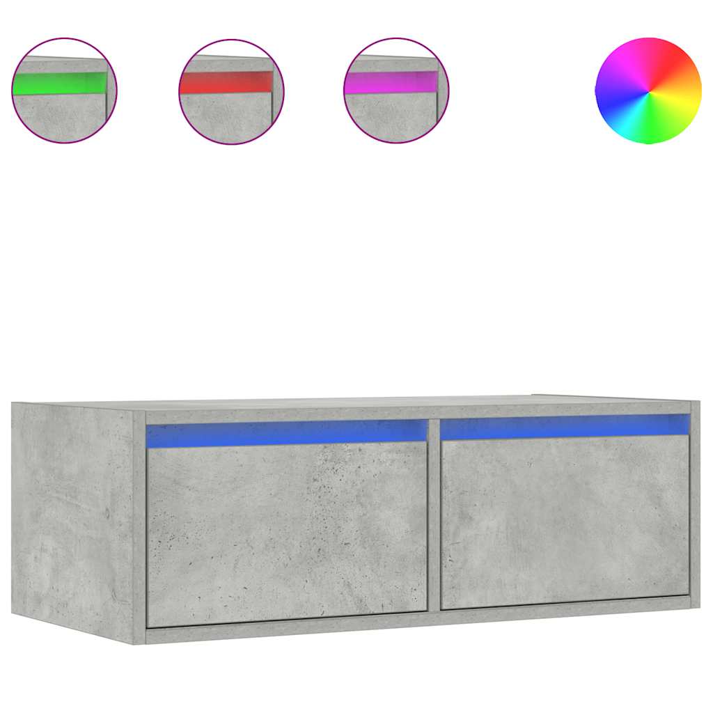 vidaXL Szafka pod TV z oświetleniem LED, szarość betonu, 75x35,5x25 cm