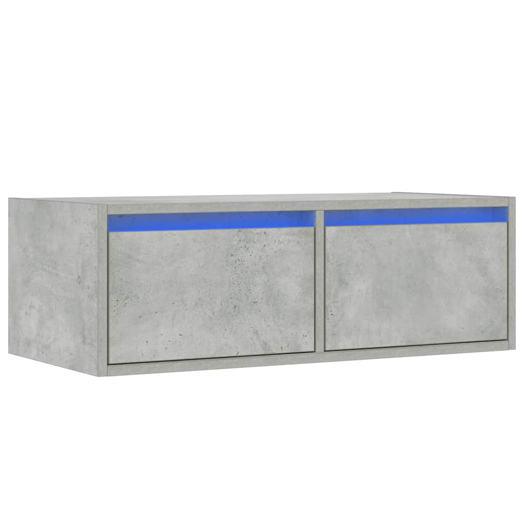 vidaXL Szafka pod TV z oświetleniem LED, szarość betonu, 75x35,5x25 cm