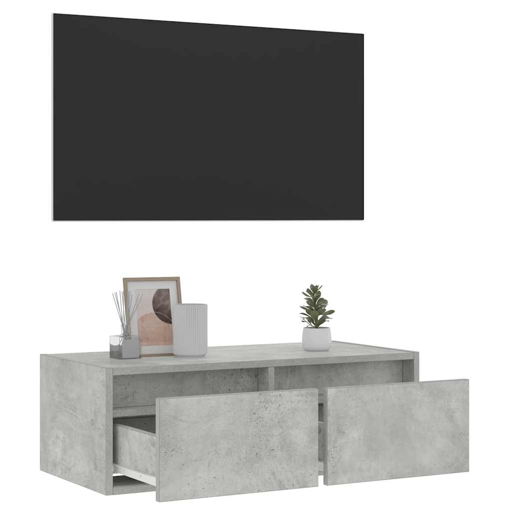 vidaXL Szafka pod TV z oświetleniem LED, szarość betonu, 75x35,5x25 cm
