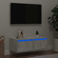 vidaXL Szafka pod TV z oświetleniem LED, szarość betonu, 75x35,5x25 cm