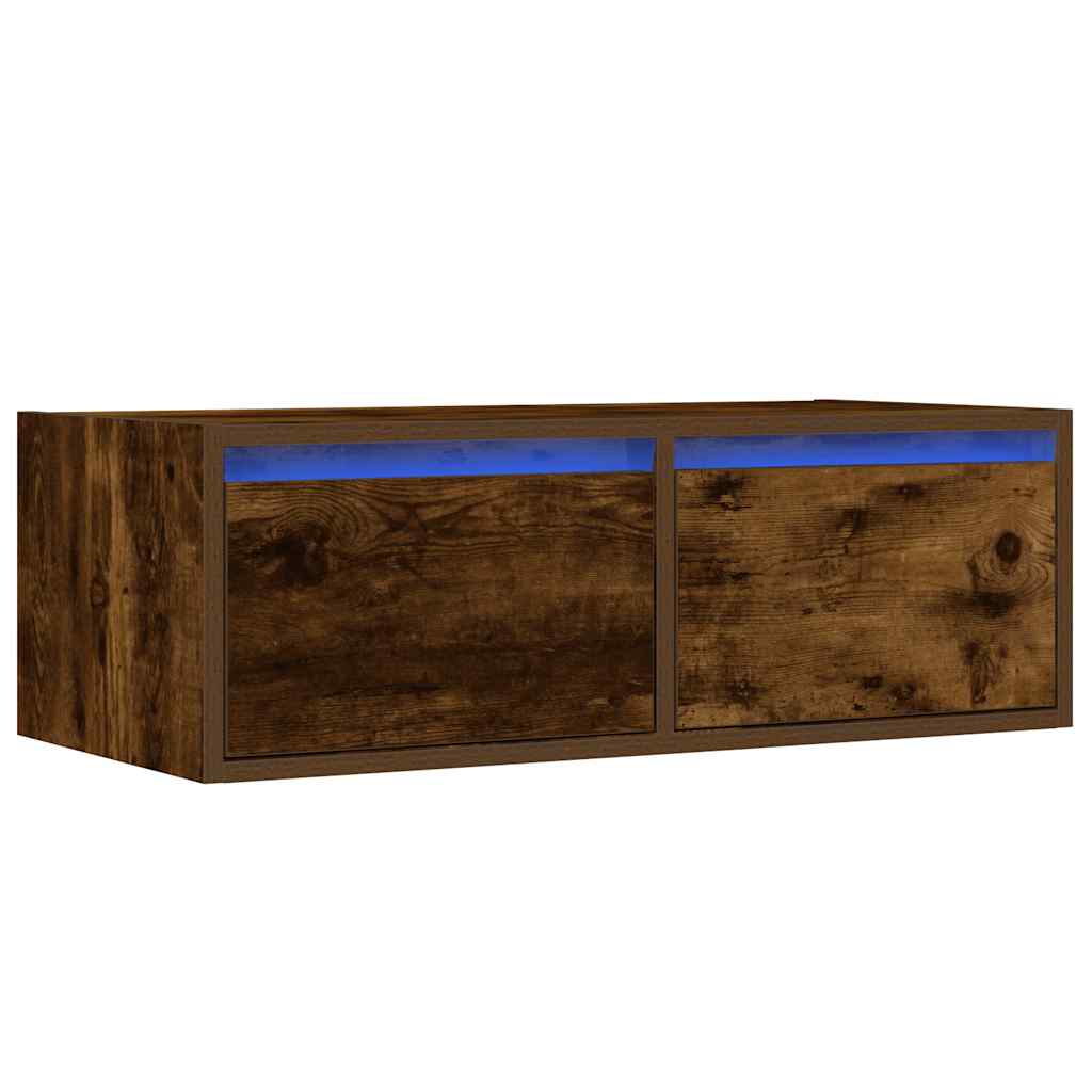 vidaXL Szafka pod TV z LED, przydymiony dąb, 75x35,5x25 cm