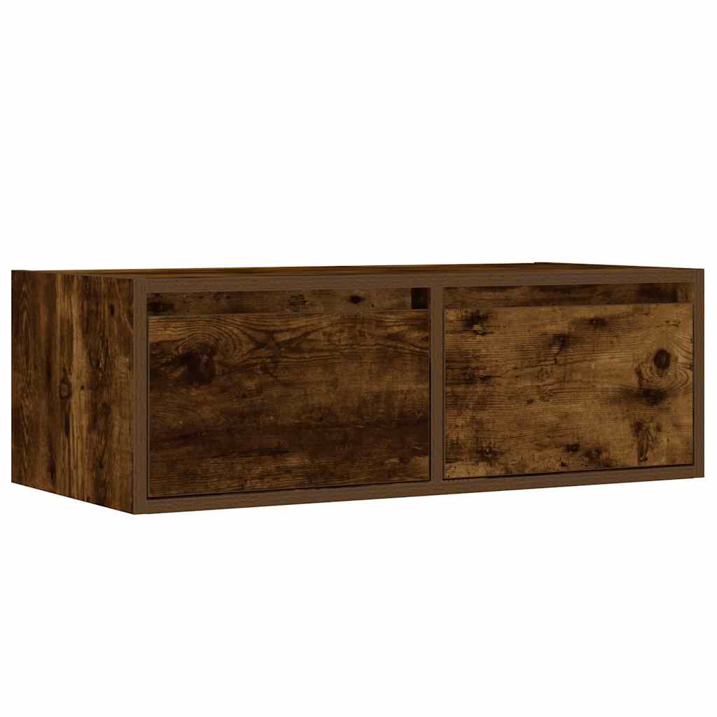 vidaXL Szafka pod TV z LED, przydymiony dąb, 75x35,5x25 cm