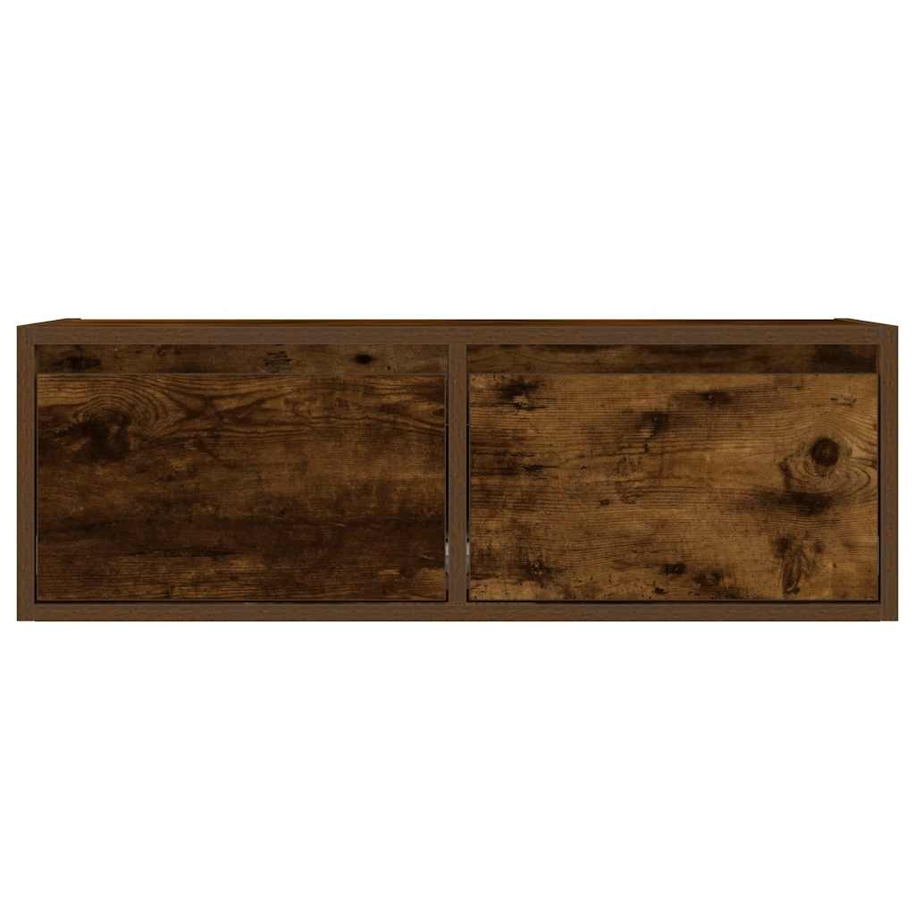 vidaXL Szafka pod TV z LED, przydymiony dąb, 75x35,5x25 cm