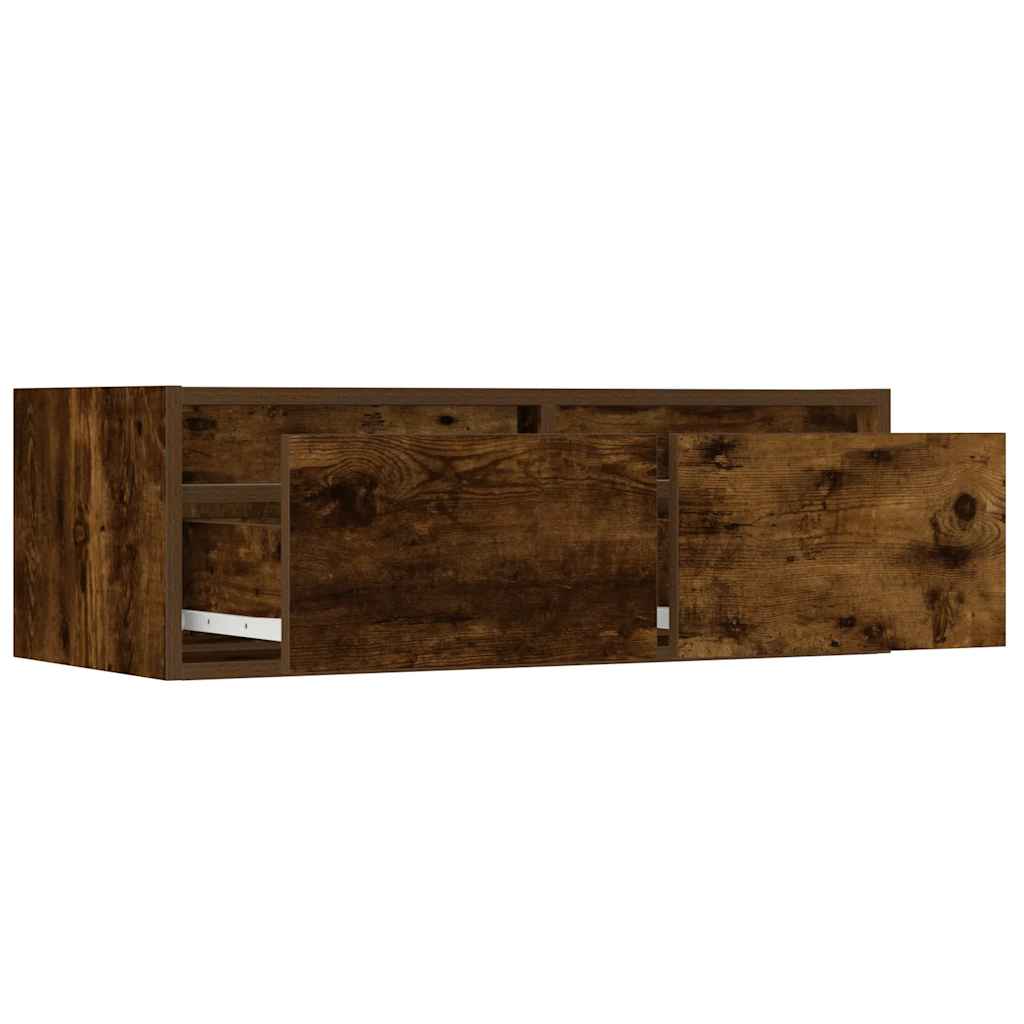 vidaXL Szafka pod TV z LED, przydymiony dąb, 75x35,5x25 cm