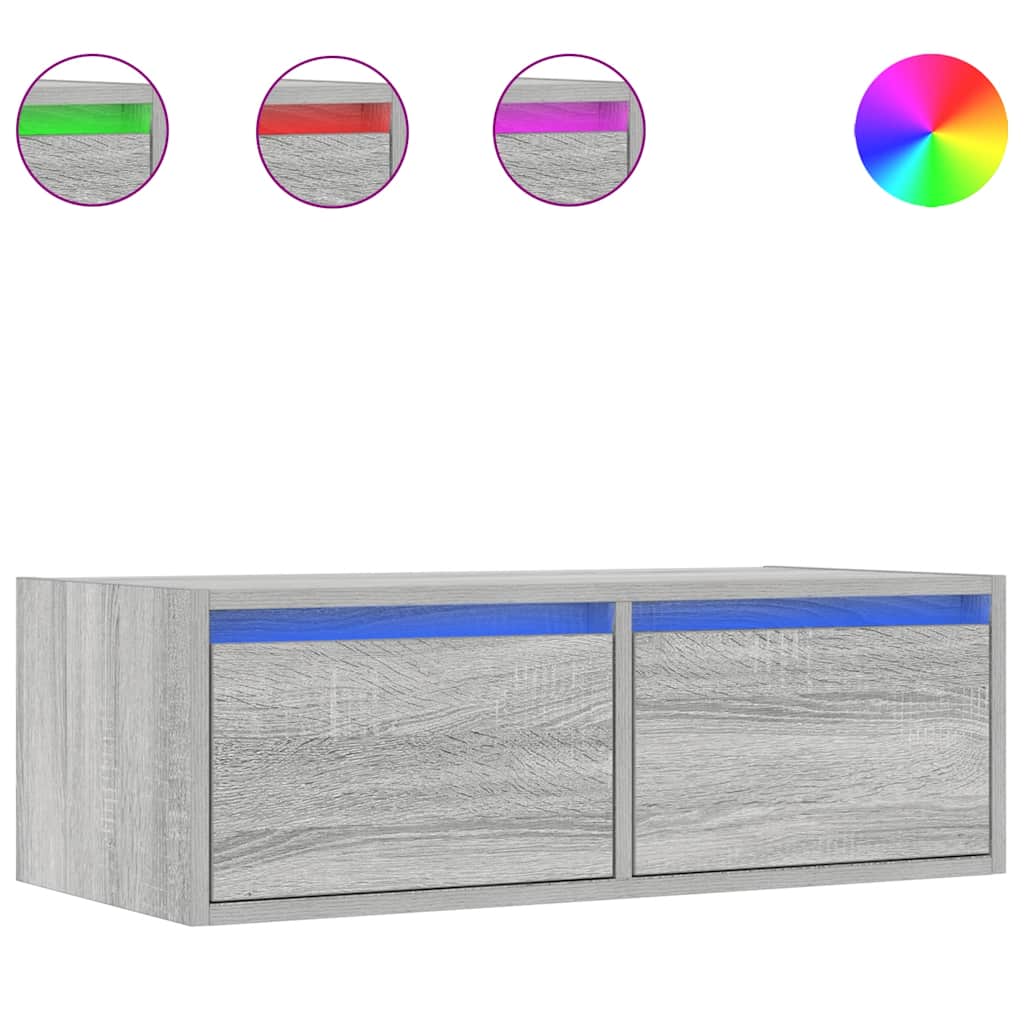 vidaXL Szafka pod TV z LED, szary dąb sonoma, 75x35,5x25 cm