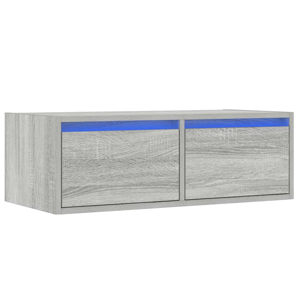 vidaXL Szafka pod TV z LED, szary dąb sonoma, 75x35,5x25 cm