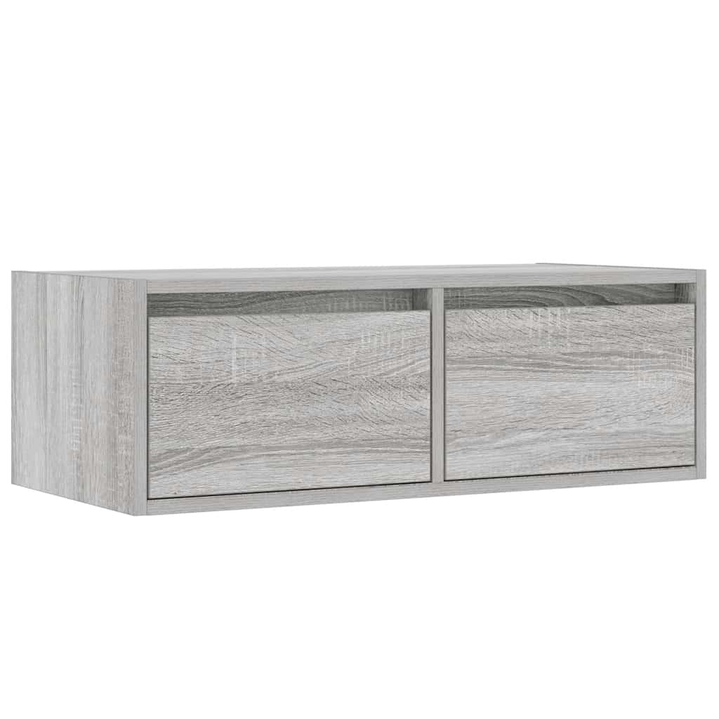 vidaXL Szafka pod TV z LED, szary dąb sonoma, 75x35,5x25 cm