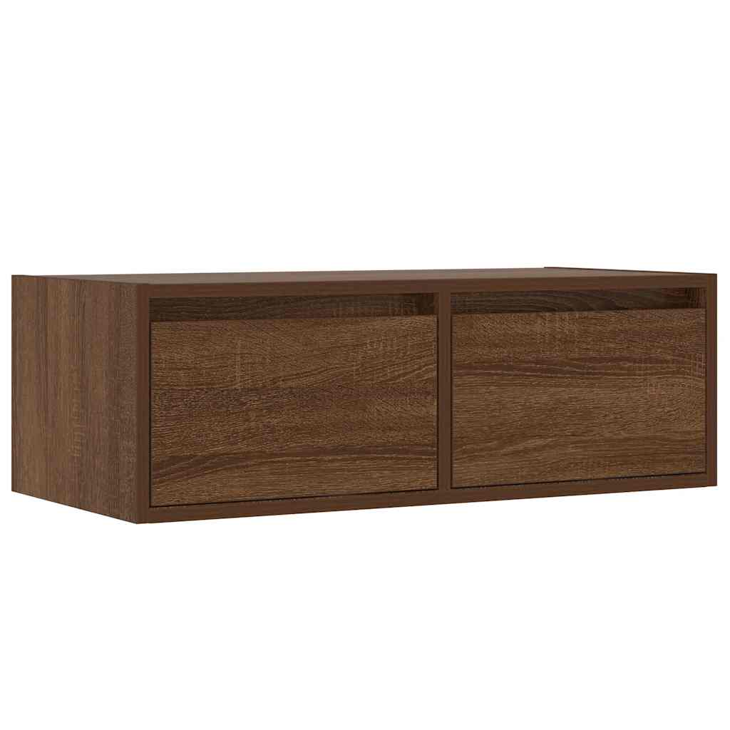 vidaXL Szafka pod TV z oświetleniem LED, brązowy dąb, 75x35,5x25 cm