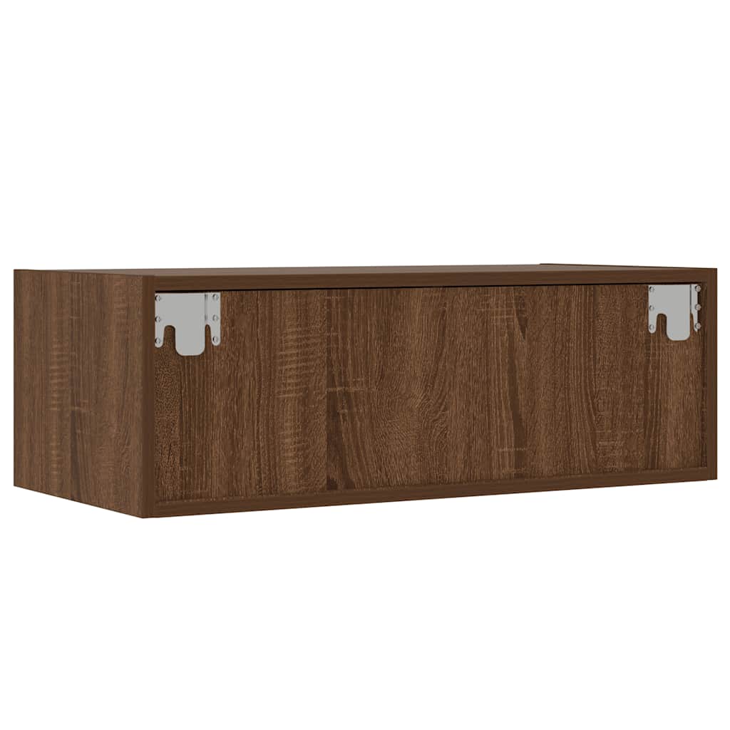vidaXL Szafka pod TV z oświetleniem LED, brązowy dąb, 75x35,5x25 cm