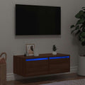 vidaXL Szafka pod TV z oświetleniem LED, brązowy dąb, 75x35,5x25 cm