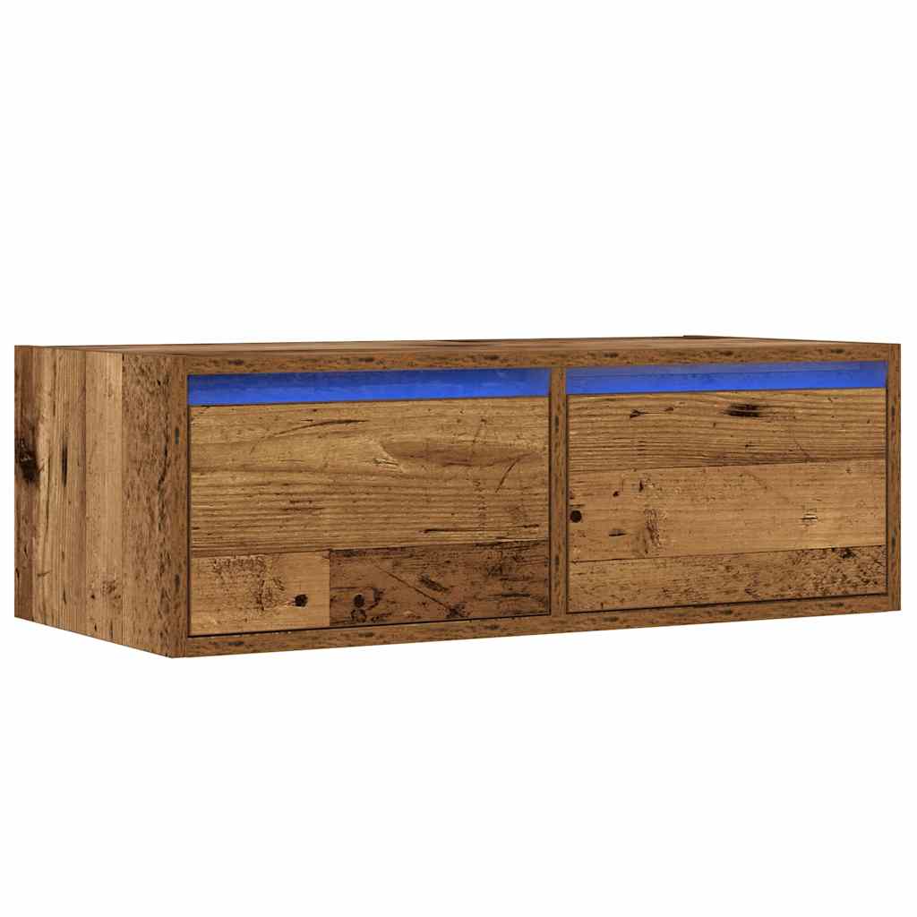 vidaXL Szafka pod TV z oświetleniem LED, stare drewno, 75x35,5x25 cm