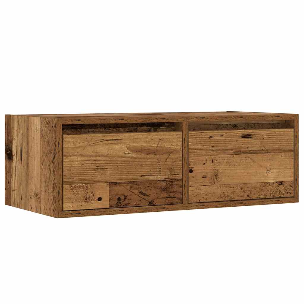 vidaXL Szafka pod TV z oświetleniem LED, stare drewno, 75x35,5x25 cm