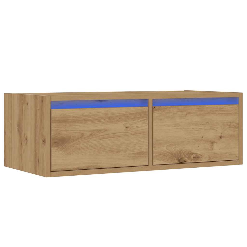 vidaXL Szafka pod TV z oświetleniem LED, dąb artisan, 75x35,5x25 cm