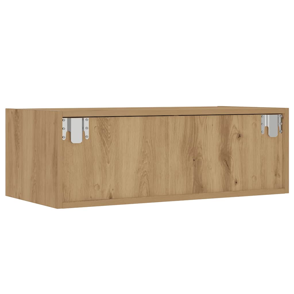 vidaXL Szafka pod TV z oświetleniem LED, dąb artisan, 75x35,5x25 cm