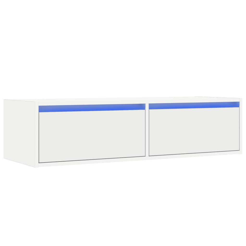 vidaXL Szafka pod TV z oświetleniem LED, biała, 100x35,5x25 cm