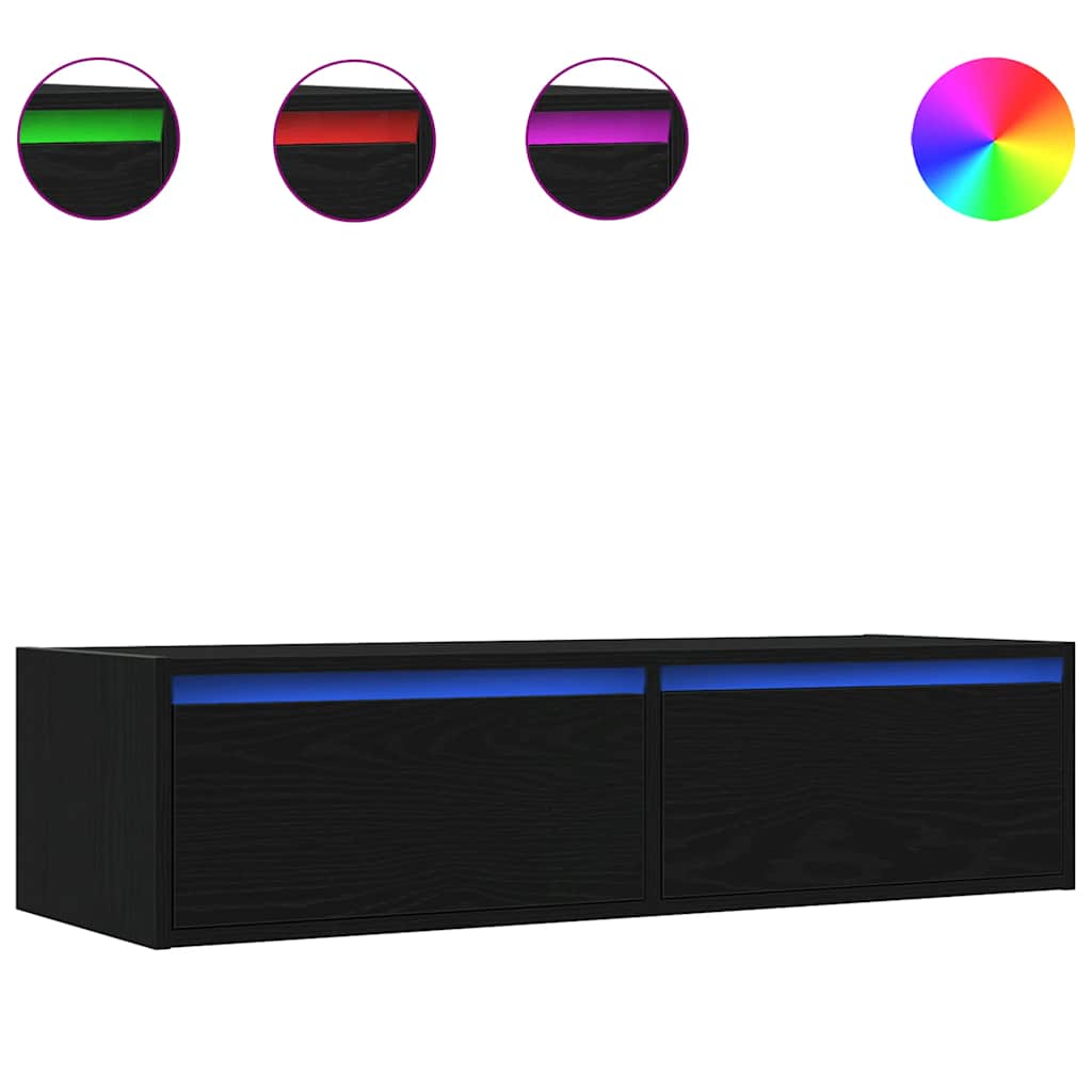 vidaXL Szafka pod TV z oświetleniem LED, czarna, 100x35,5x25 cm