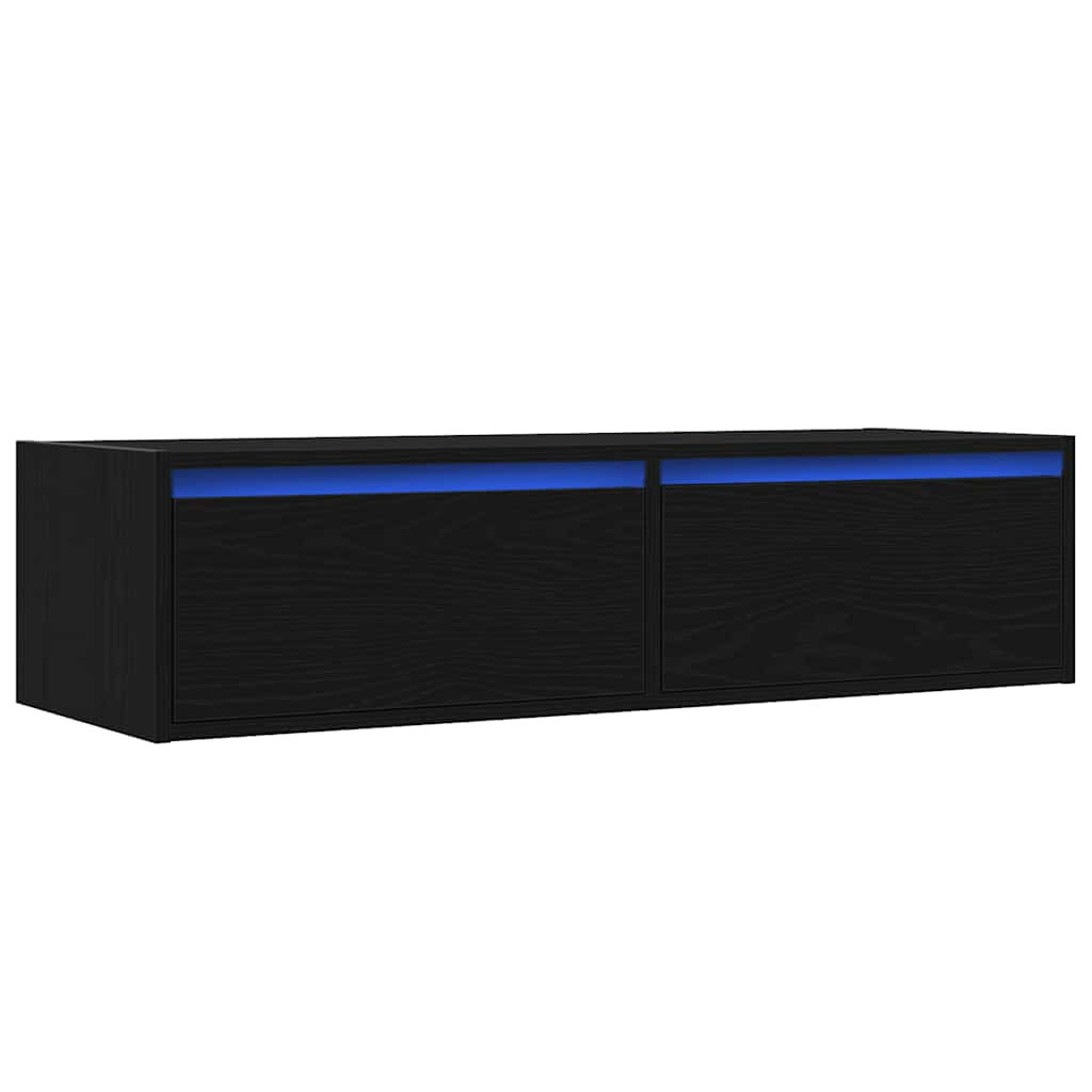 vidaXL Szafka pod TV z oświetleniem LED, czarna, 100x35,5x25 cm