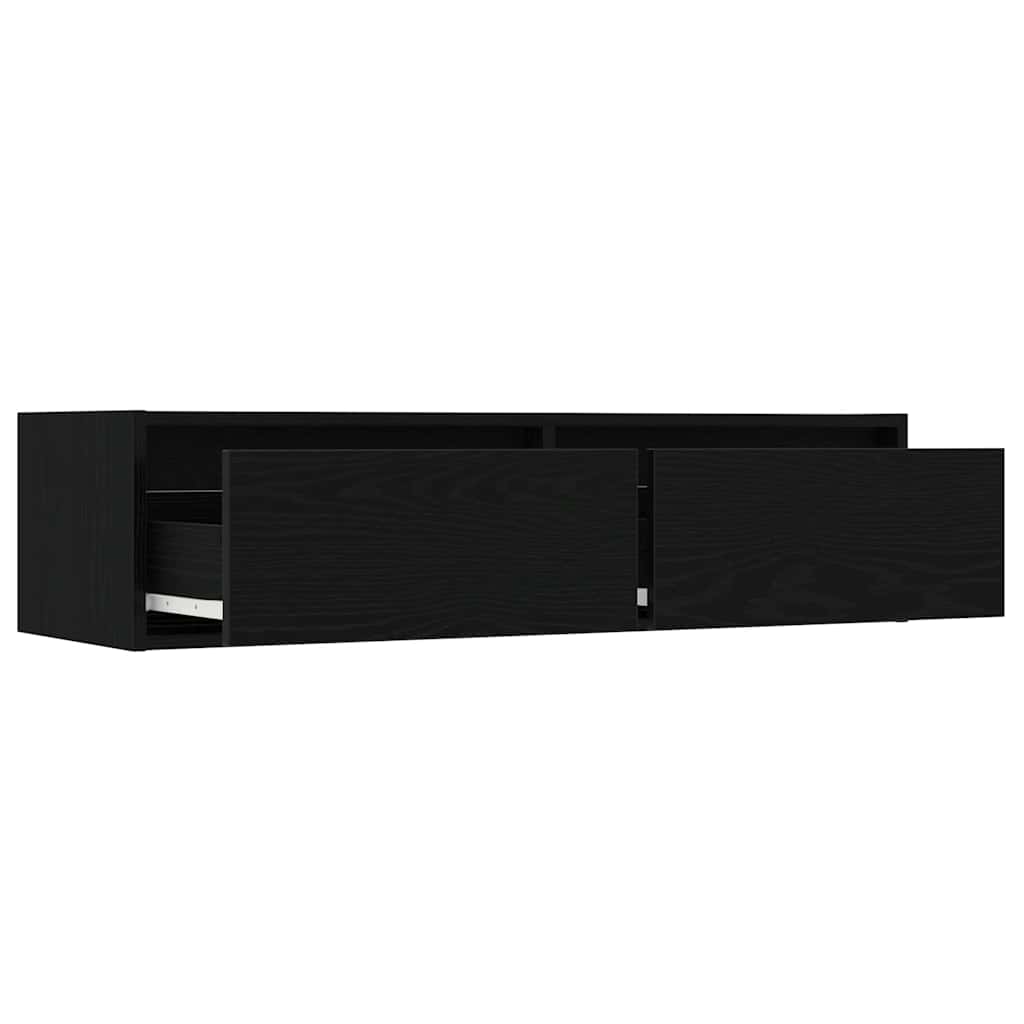 vidaXL Szafka pod TV z oświetleniem LED, czarna, 100x35,5x25 cm