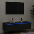 vidaXL Szafka pod TV z oświetleniem LED, czarna, 100x35,5x25 cm