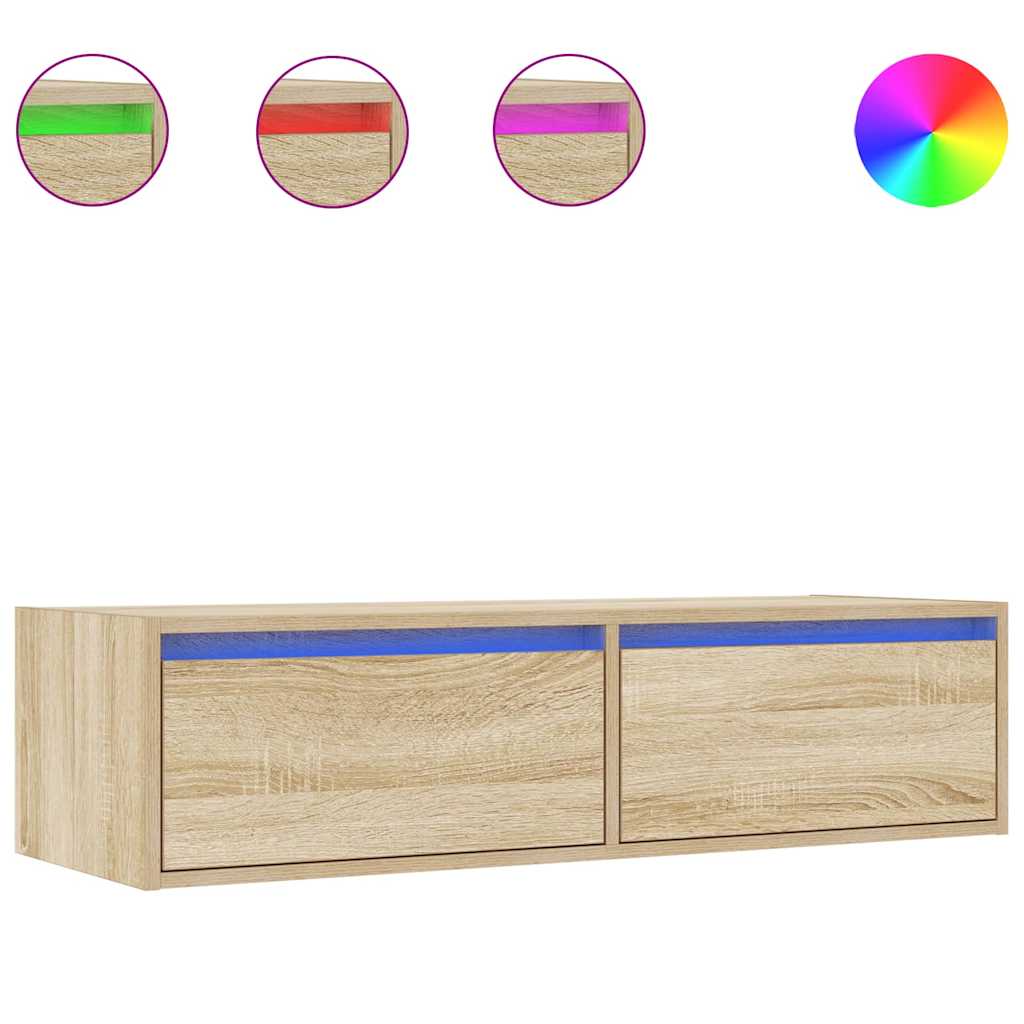 vidaXL Szafka pod TV z oświetleniem LED, dąb sonoma, 100x35,5x25 cm