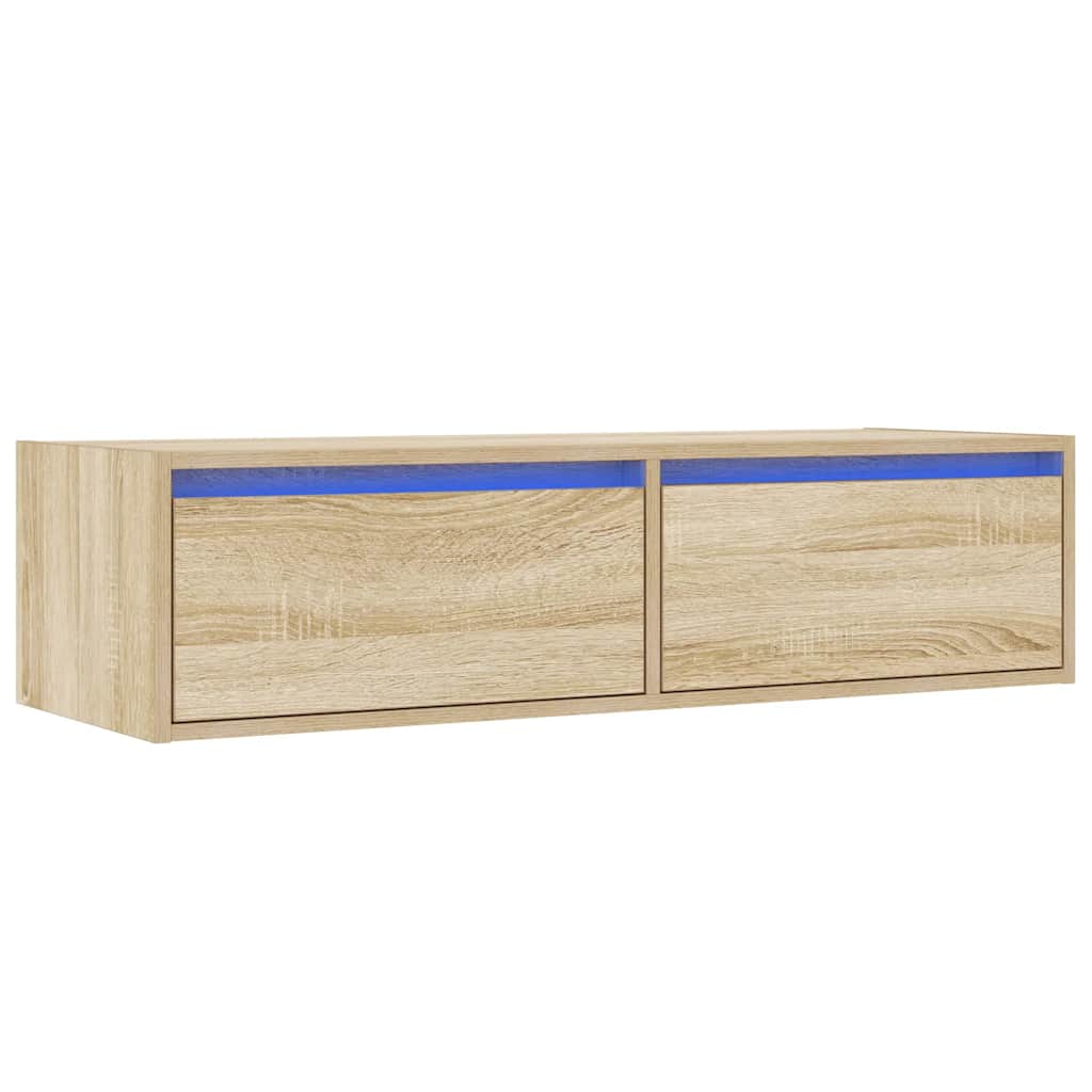 vidaXL Szafka pod TV z oświetleniem LED, dąb sonoma, 100x35,5x25 cm