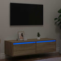 vidaXL Szafka pod TV z oświetleniem LED, dąb sonoma, 100x35,5x25 cm