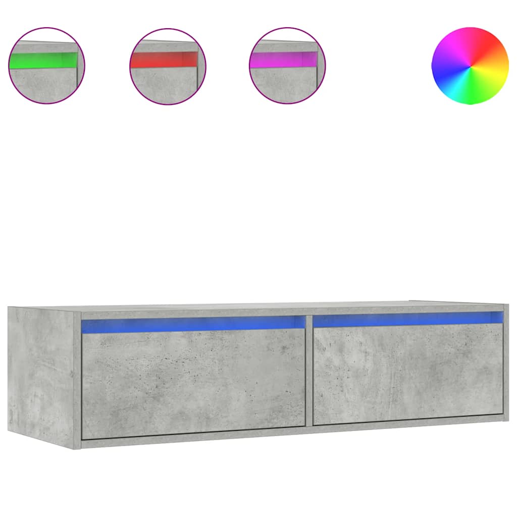 vidaXL Szafka pod TV z LED, szarość betonu, 100x35,5x25 cm
