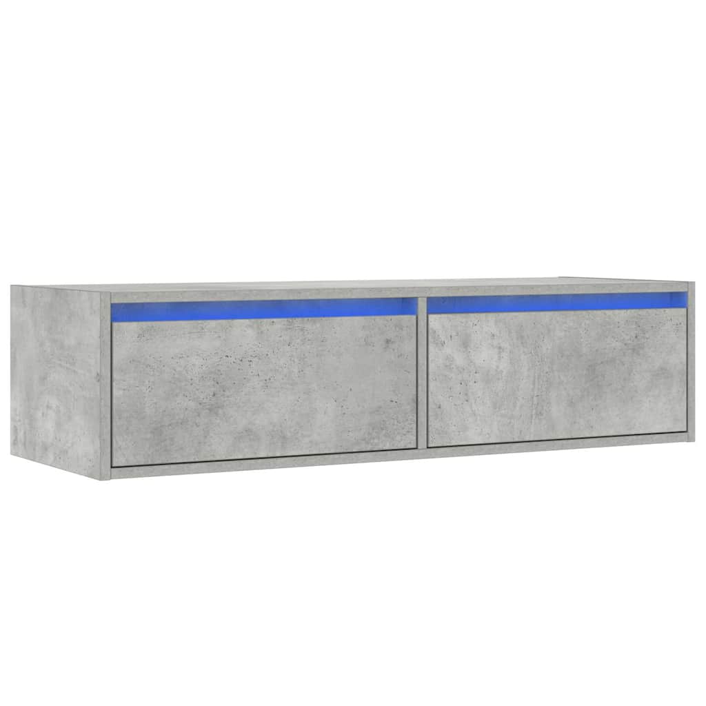 vidaXL Szafka pod TV z LED, szarość betonu, 100x35,5x25 cm