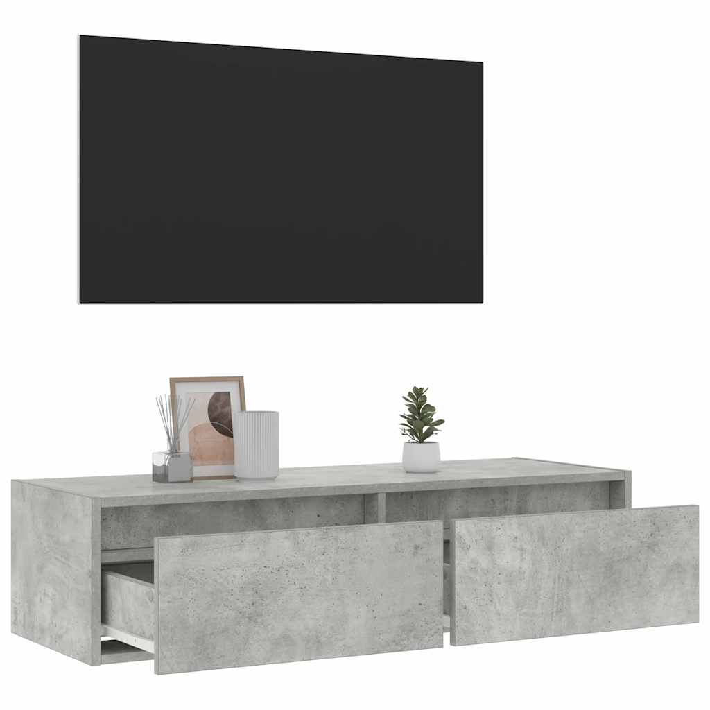 vidaXL Szafka pod TV z LED, szarość betonu, 100x35,5x25 cm