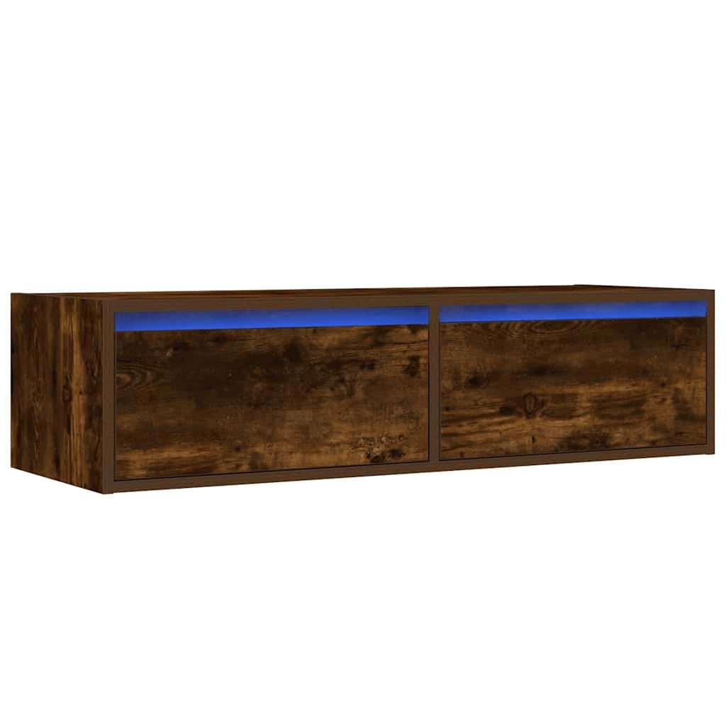 vidaXL Szafka pod TV z LED, przydymiony dąb, 100x35,5x25 cm