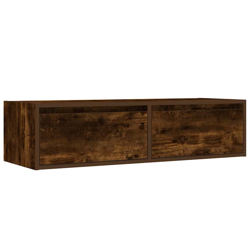 vidaXL Szafka pod TV z LED, przydymiony dąb, 100x35,5x25 cm