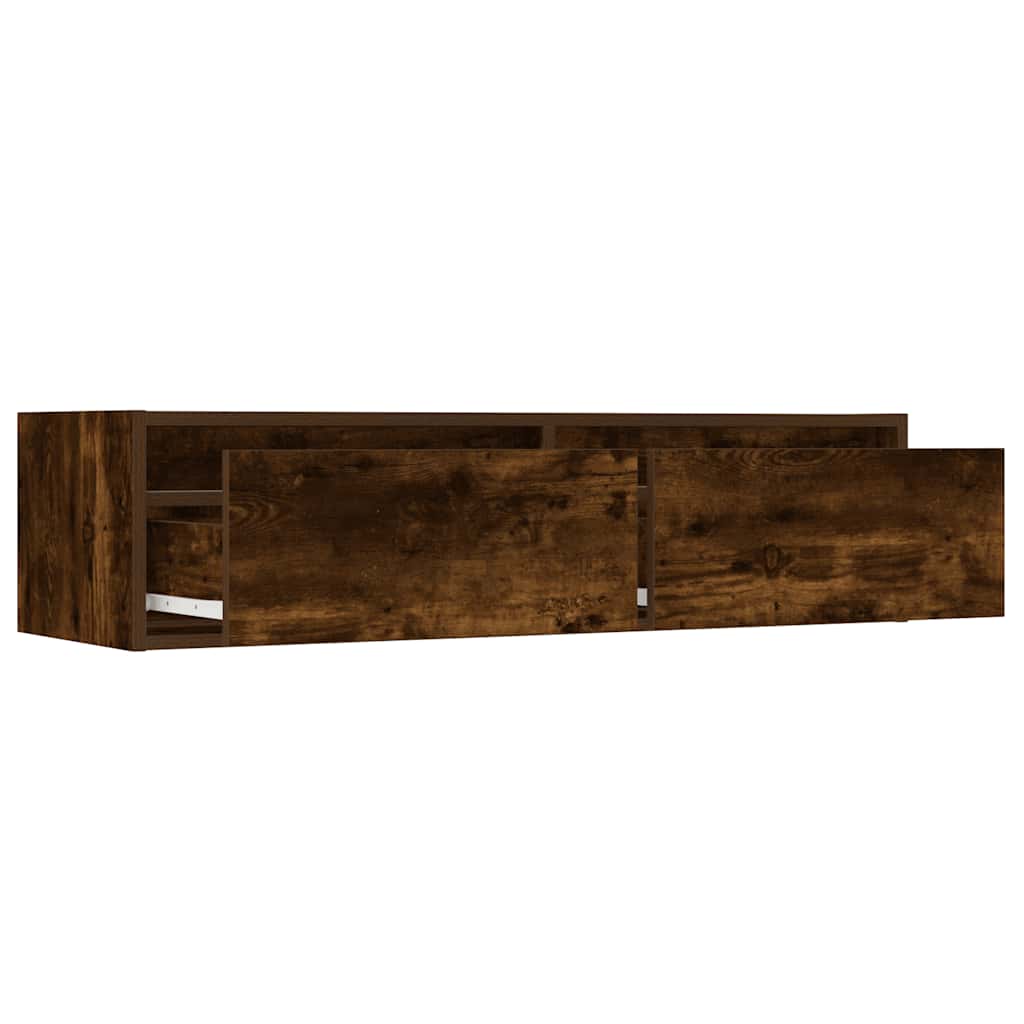 vidaXL Szafka pod TV z LED, przydymiony dąb, 100x35,5x25 cm