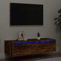 vidaXL Szafka pod TV z LED, przydymiony dąb, 100x35,5x25 cm