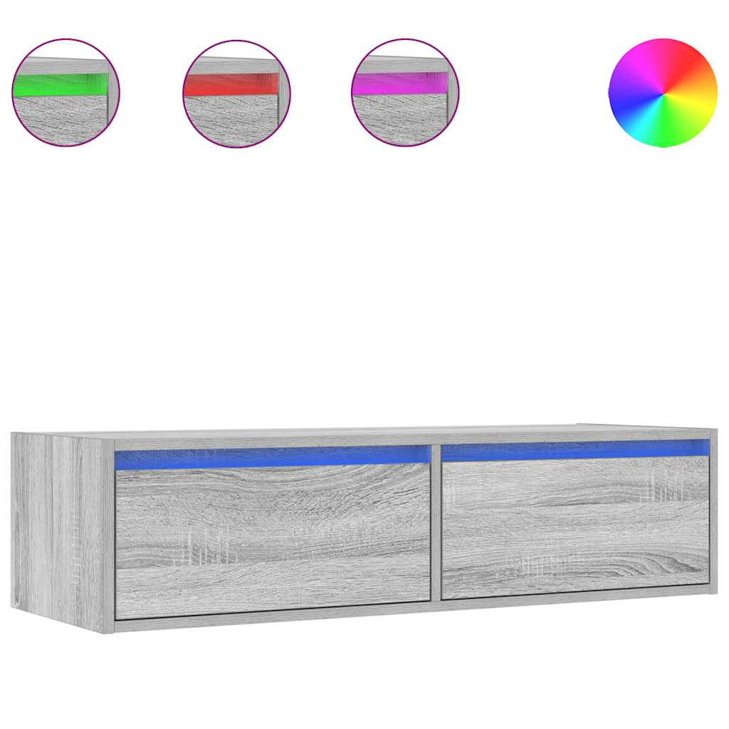 vidaXL Szafka pod TV z LED, szary dąb sonoma, 100x35,5x25 cm