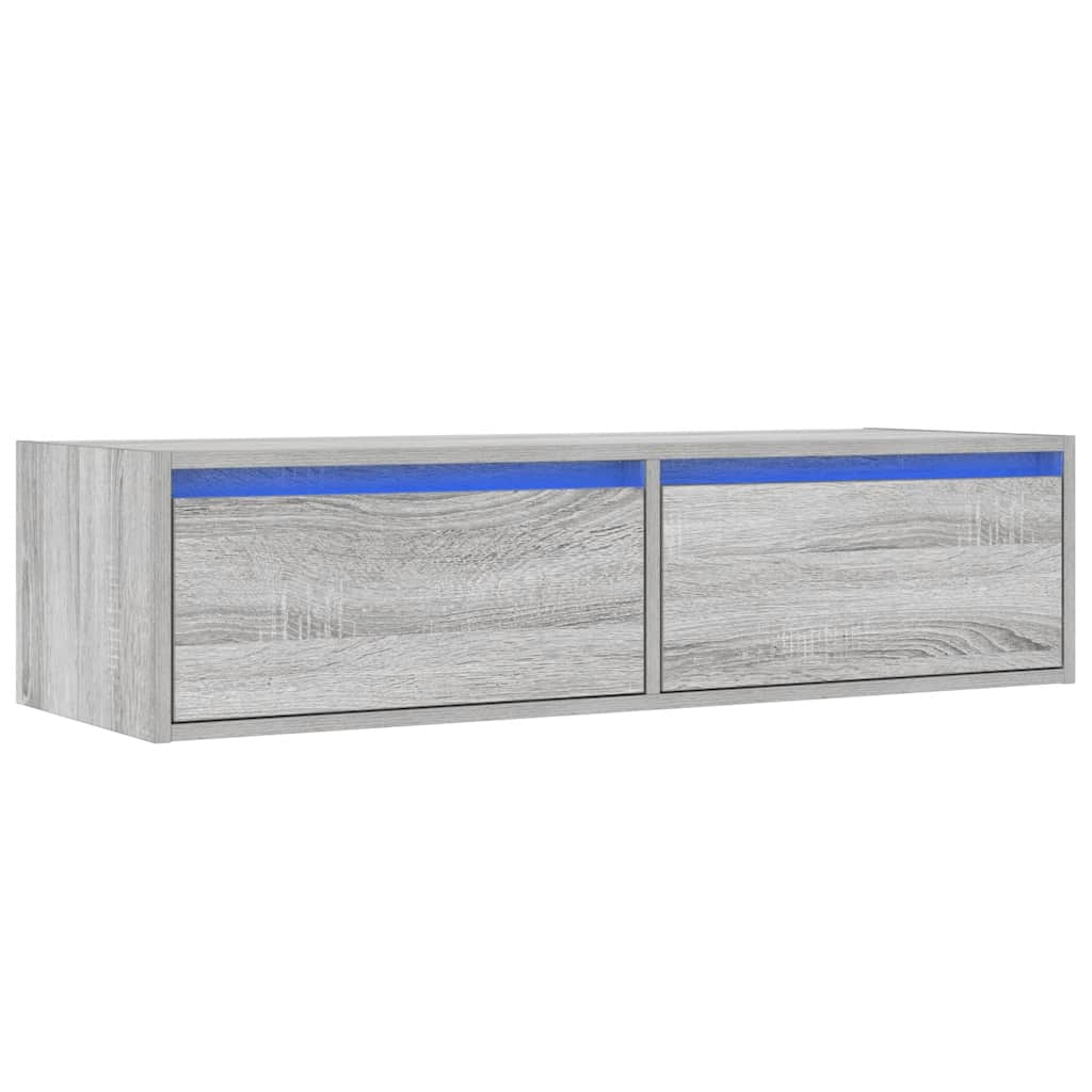 vidaXL Szafka pod TV z LED, szary dąb sonoma, 100x35,5x25 cm