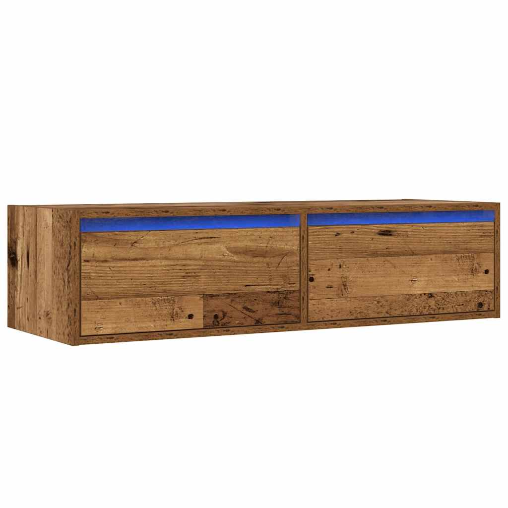 vidaXL Szafka pod TV z oświetleniem LED, stare drewno, 100x35,5x25 cm
