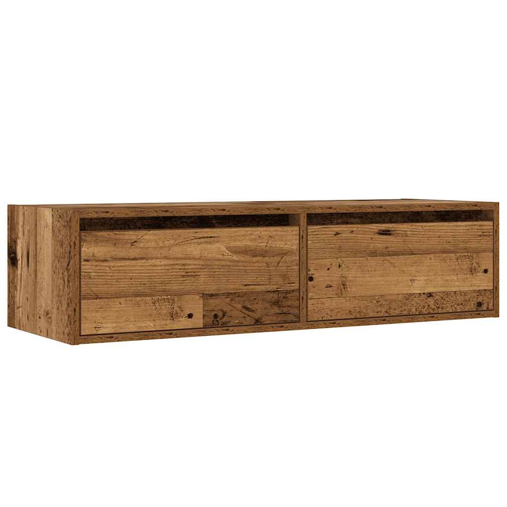 vidaXL Szafka pod TV z oświetleniem LED, stare drewno, 100x35,5x25 cm