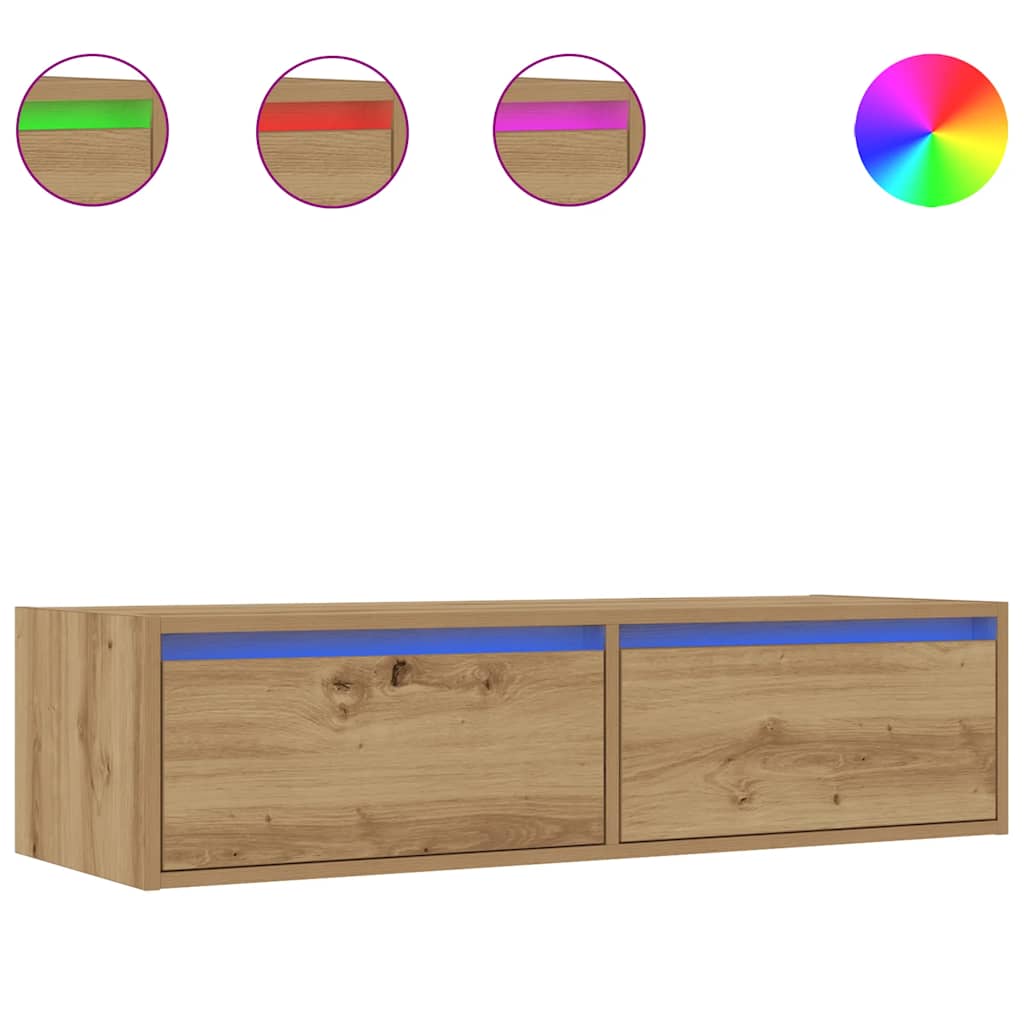 vidaXL Szafka pod TV z oświetleniem LED, dąb artisan, 100x35,5x25 cm