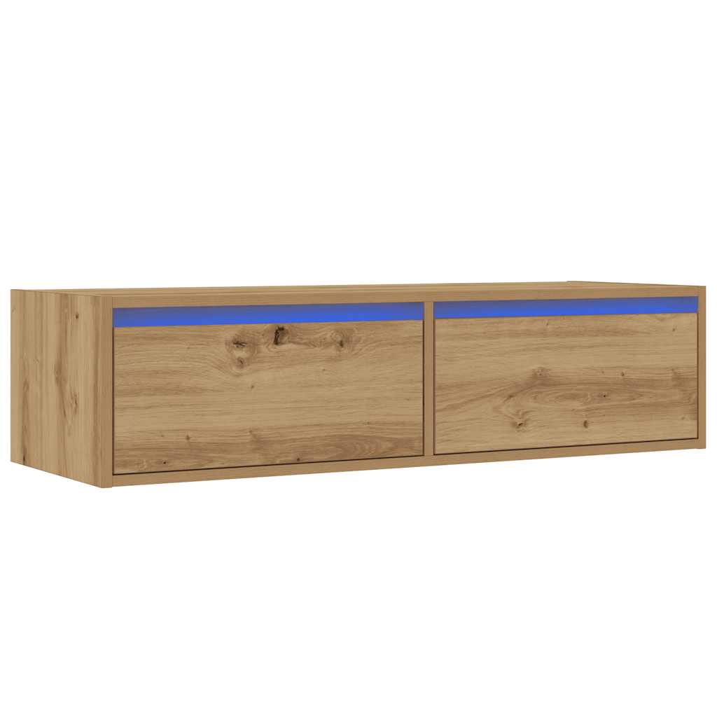 vidaXL Szafka pod TV z oświetleniem LED, dąb artisan, 100x35,5x25 cm
