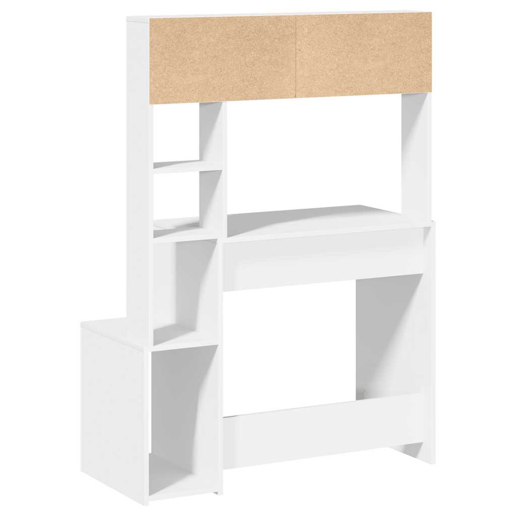 vidaXL Biurko z półkami, białe, 100x45x140 cm, materiał drewnopochodny