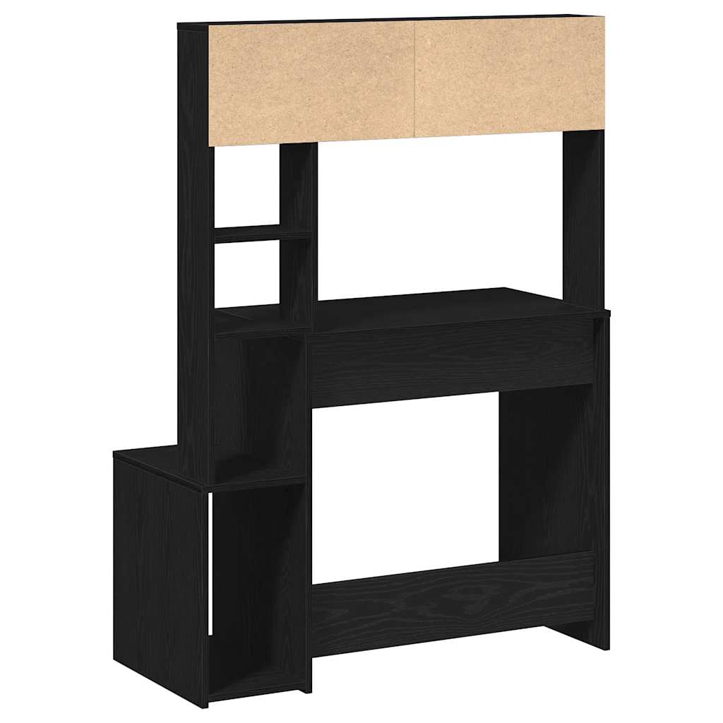 vidaXL Biurko z półkami, czarne 100x45x140 cm, materiał drewnopochodny