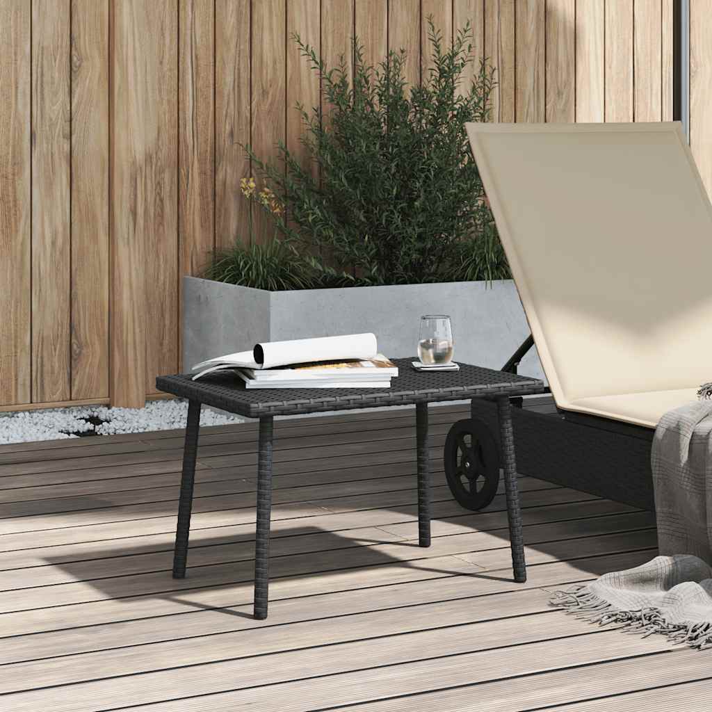vidaXL Stolik kawowy ogrodowy prostokątny czarny 60x40x37cm polirattan